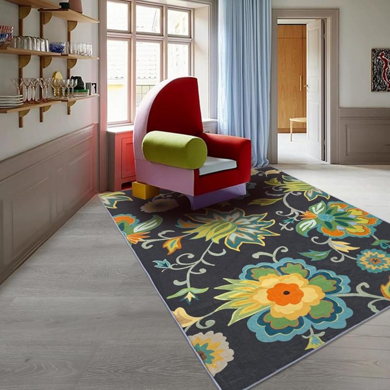 black boho rug