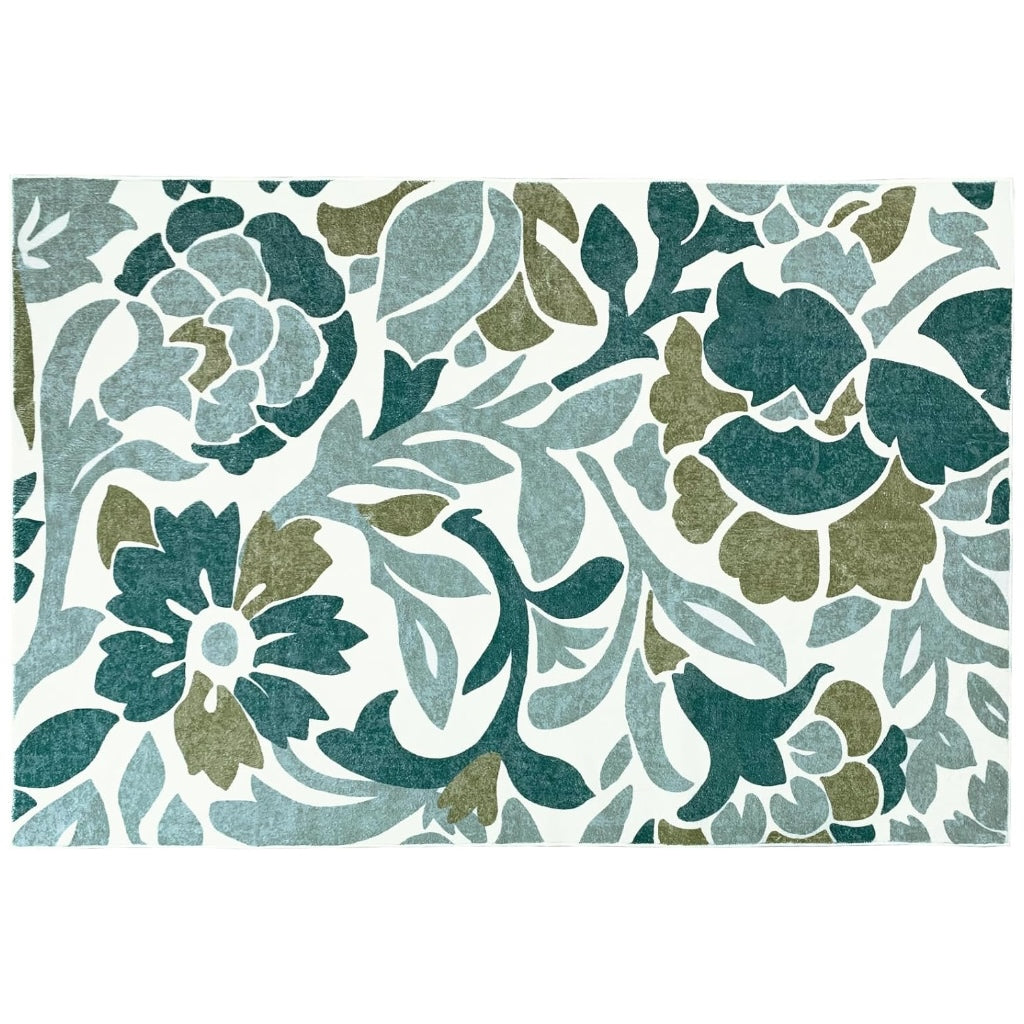 green floral area rug