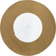Round handmade braided rug with a white center and wide brown outer ring, made from cotton rope.