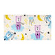 Kids runner rug with cartoon bears on clouds, yellow moons, and stars, designed in soft pastel tones for a playful bedtime theme.