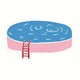 Cartoon-style rug shaped like a swimming pool with ladder detail, designed for playful and modern interiors.
