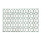 White summer rug with a modern green circular geometric pattern.