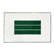 Minimalist white summer rug with three bold green horizontal stripes in the center.
