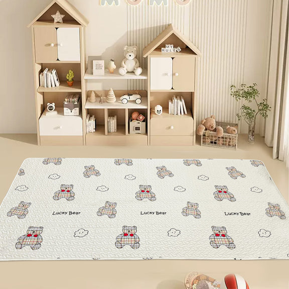 Non-slip tummy time floor mat for babies and toddlers with soft, cushioned surface.