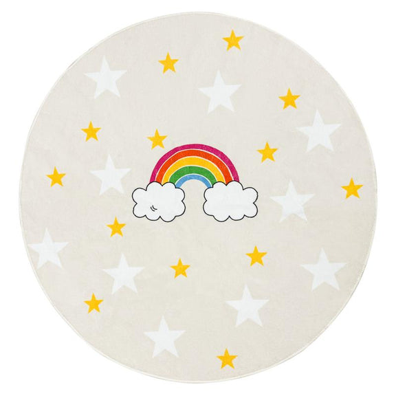 beige rainbow kids rug
