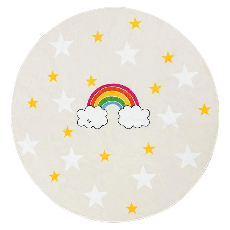 beige rainbow kids rug