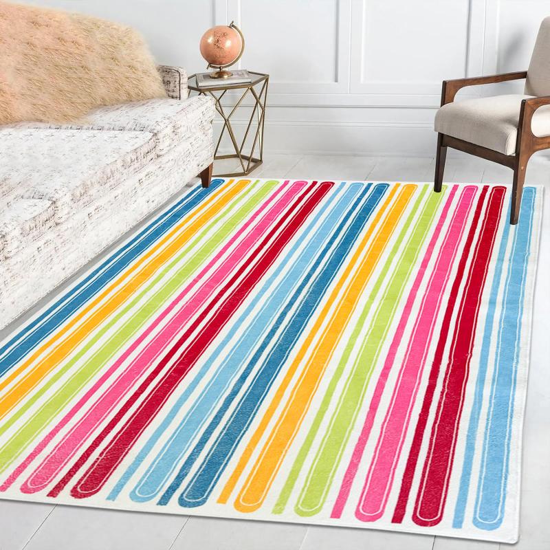 colorful lines kids rug