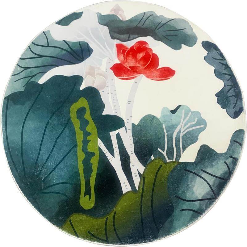 deep green circle rug