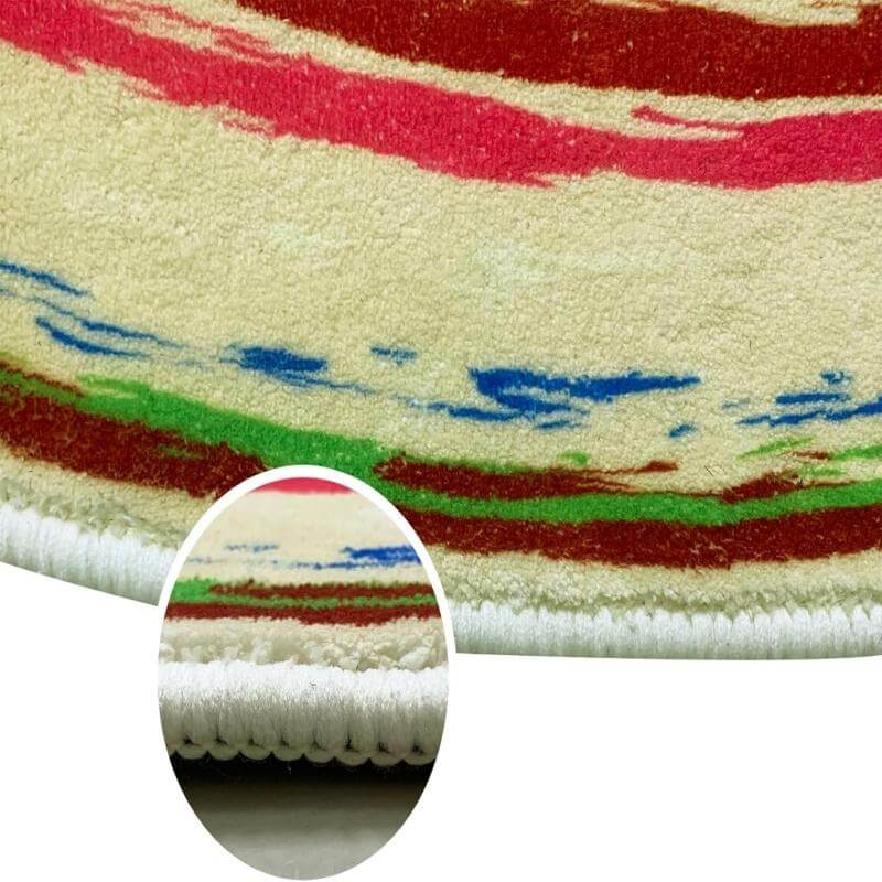 living room round colorful rug