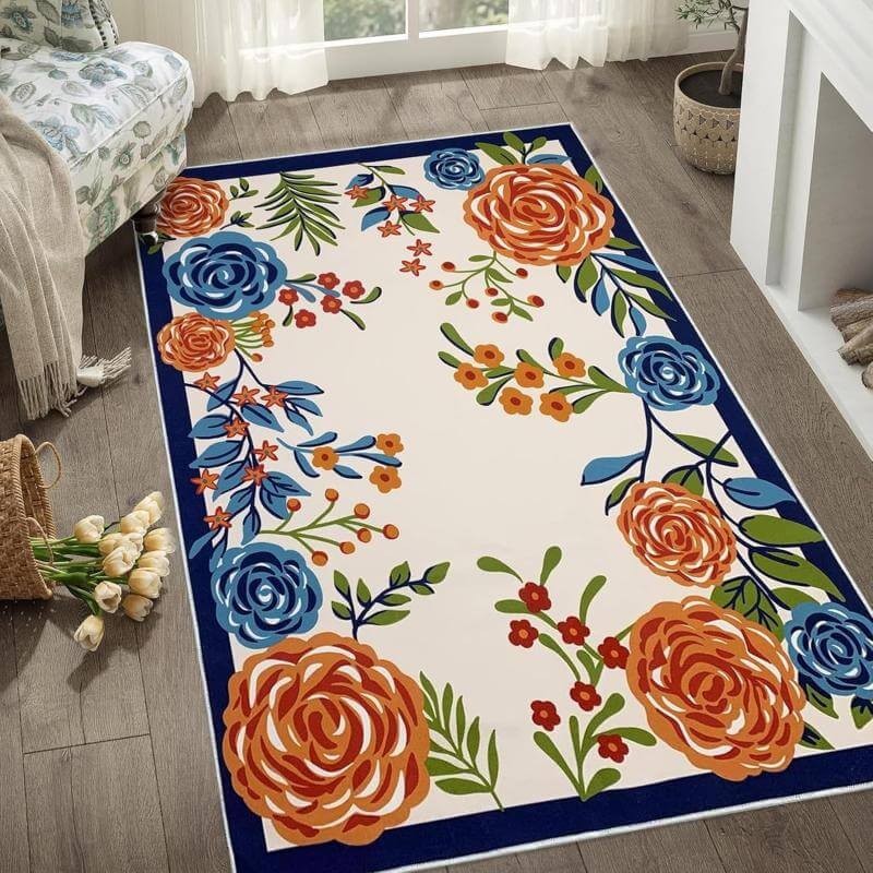 modern flora boho rug