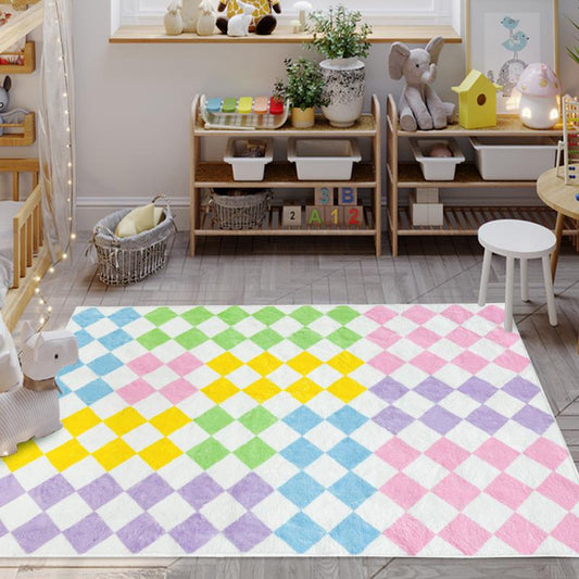 pink green blue purple yellow rug
