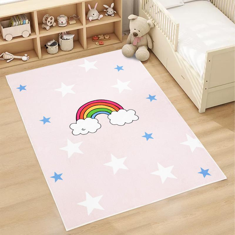 pink kids cute star rug