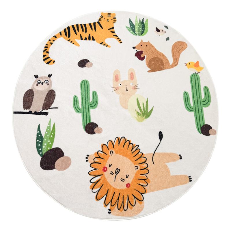 round lion kids rug