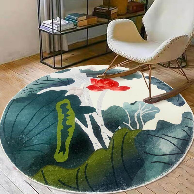 Chinese water lily floral rug